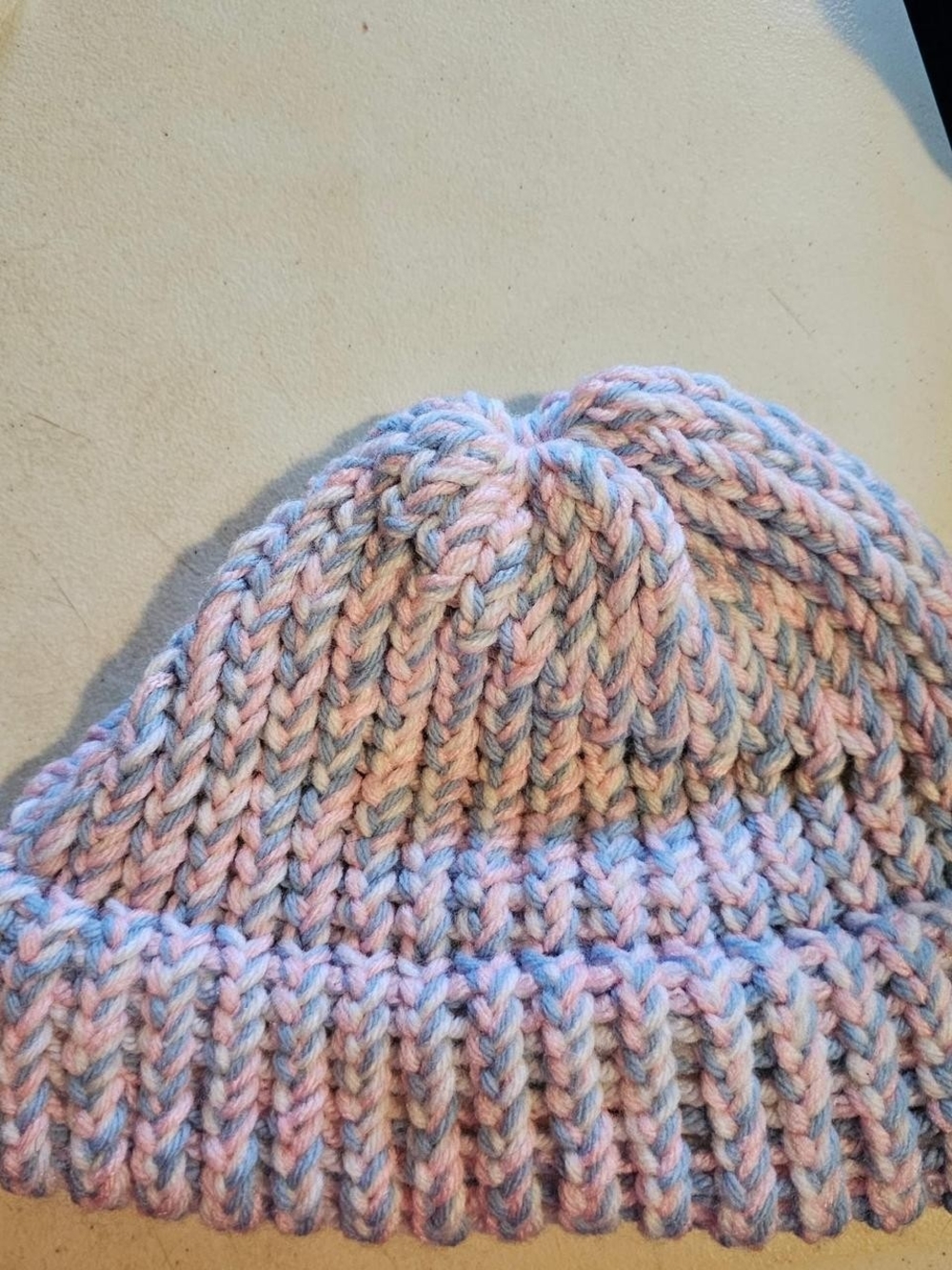 Soft Knit Kids Beanie - Pastel Pink & Blue